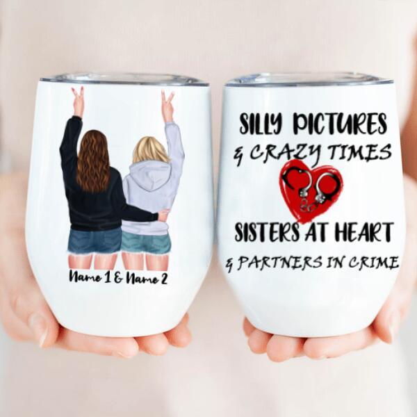 Besties Sisters Customizable Stemless Wine Tumbler - Milaste
