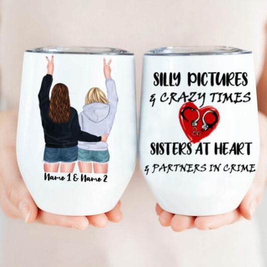 Besties Sisters Customizable Stemless Wine Tumbler - Milaste