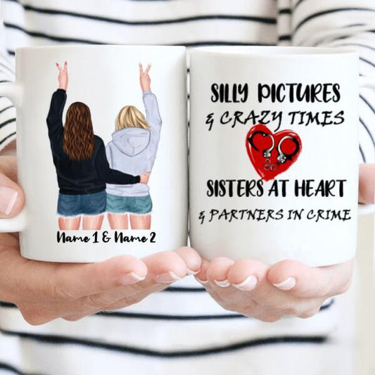 Besties Sisters Partners In Crime Customizable Ceramic Mug - Milaste