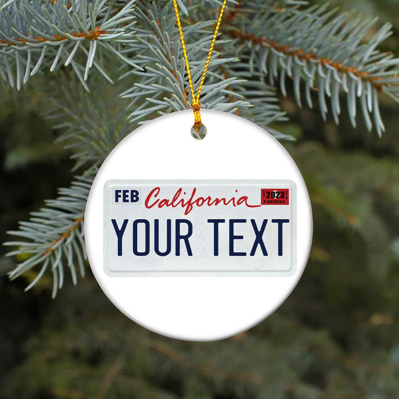 California License Plate Ceramic Ornament