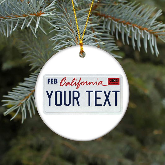 California License Plate Ceramic Ornament