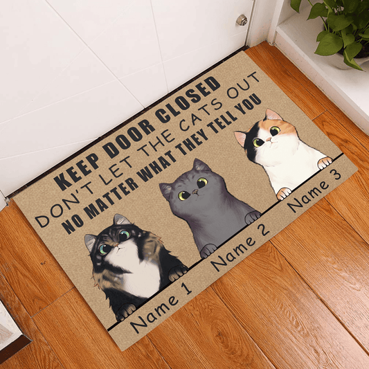 Cat Lovers Keep Door Open Customizable Rubber Base Doormat - Milaste