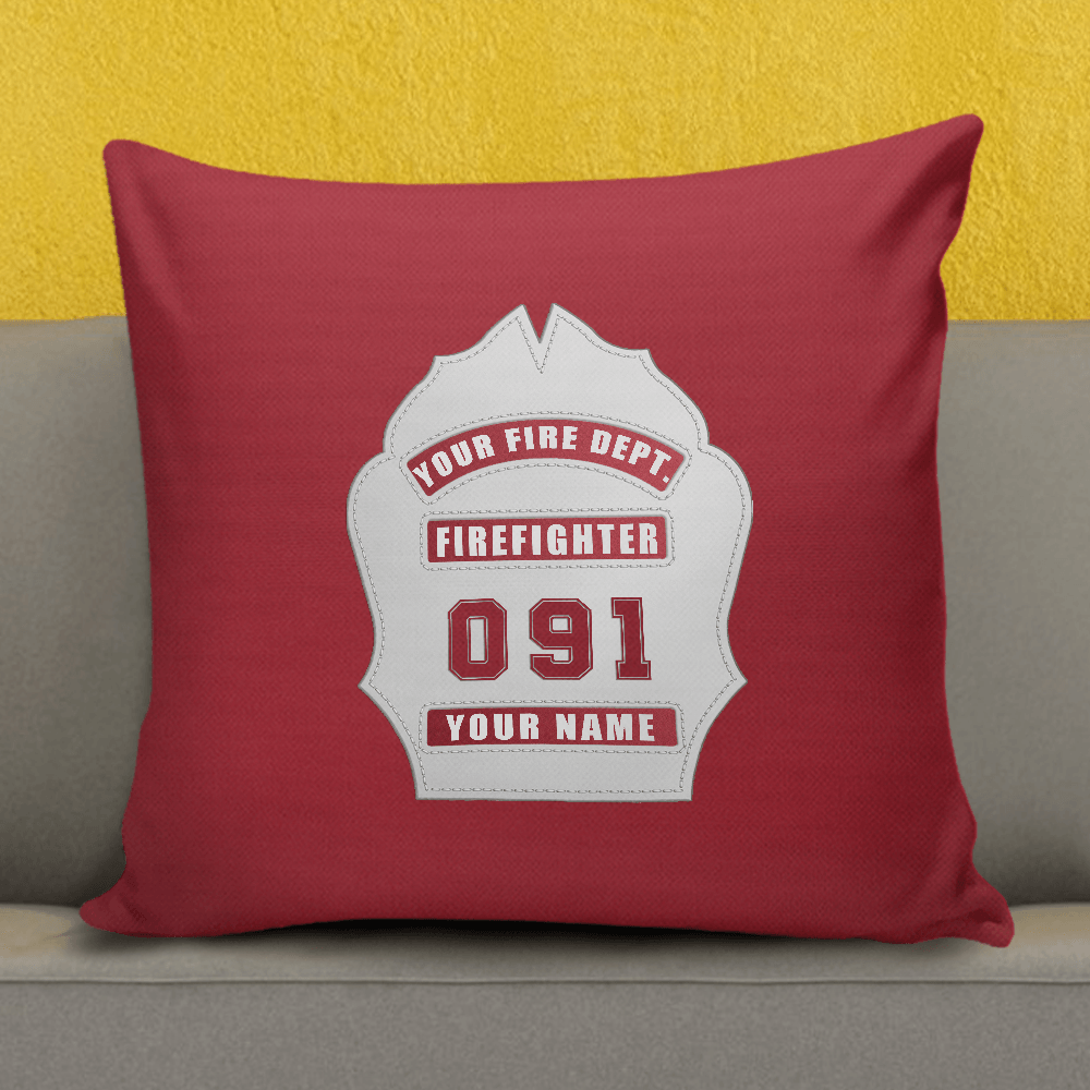 Firefighter Helmet Shield Customizable Throw Pillow