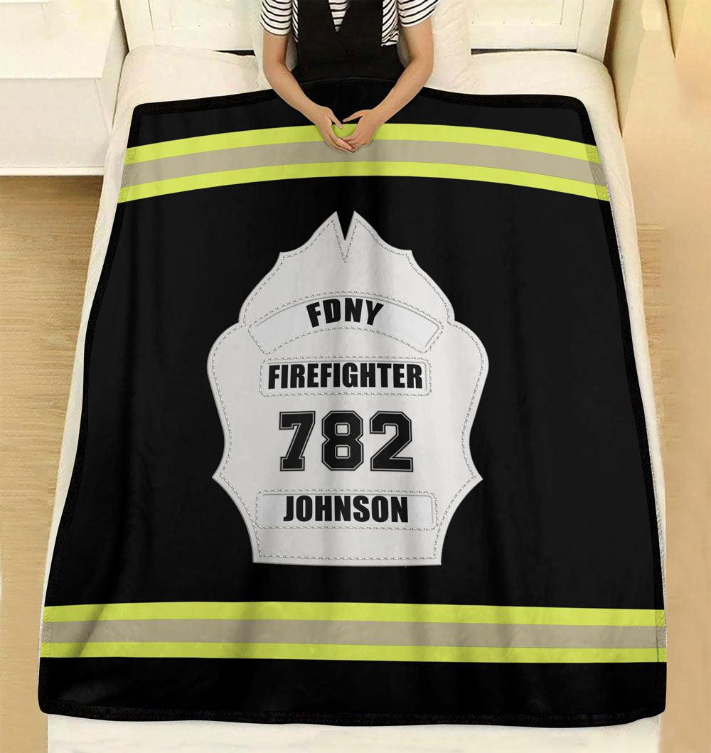 Firefighter Helmet Shield Customizable Fleece Blanket - Milaste