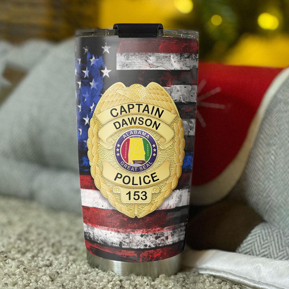 Police Firefighter EMT Badge Personalized Stainless Steel Tumbler