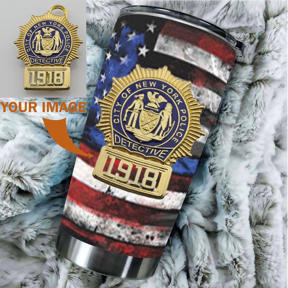 Police Firefighter EMT Badge Personalized Stainless Steel Tumbler