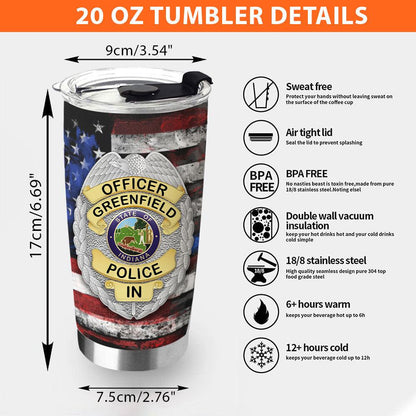 Police Firefighter EMT Badge Personalized Stainless Steel Tumbler