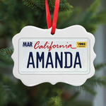 California License Plate Ceramic Ornament