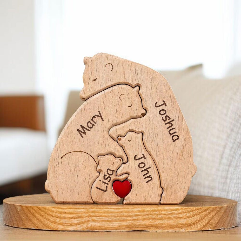Personalized Bear Family Wooden Puzzle