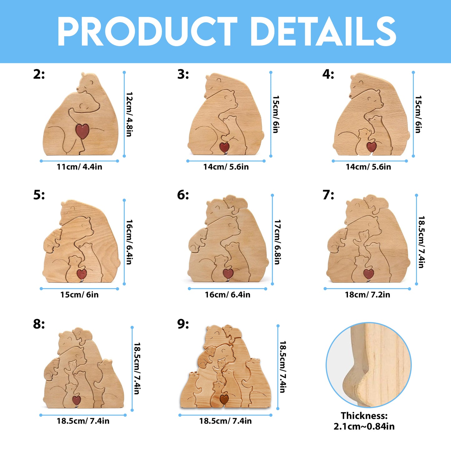 Personalized Bear Family Wooden Puzzle