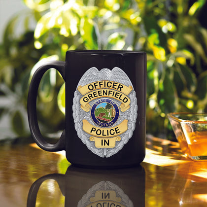 Police Firefighter EMT Badge Personalized Black Ceramic Mug