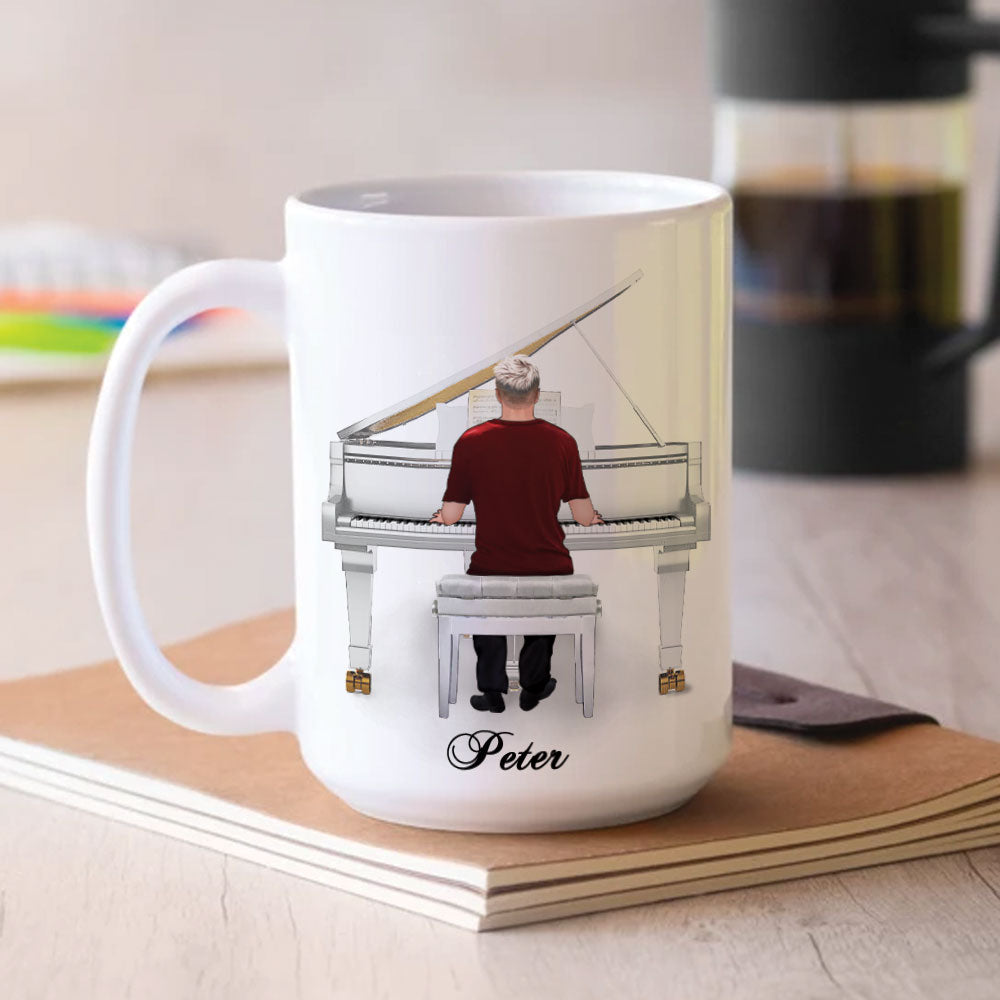 Piano Man Personalized White Ceramic Mug