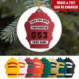 Firefighter Helmet Shield Circle Ceramic Ornament - Milaste