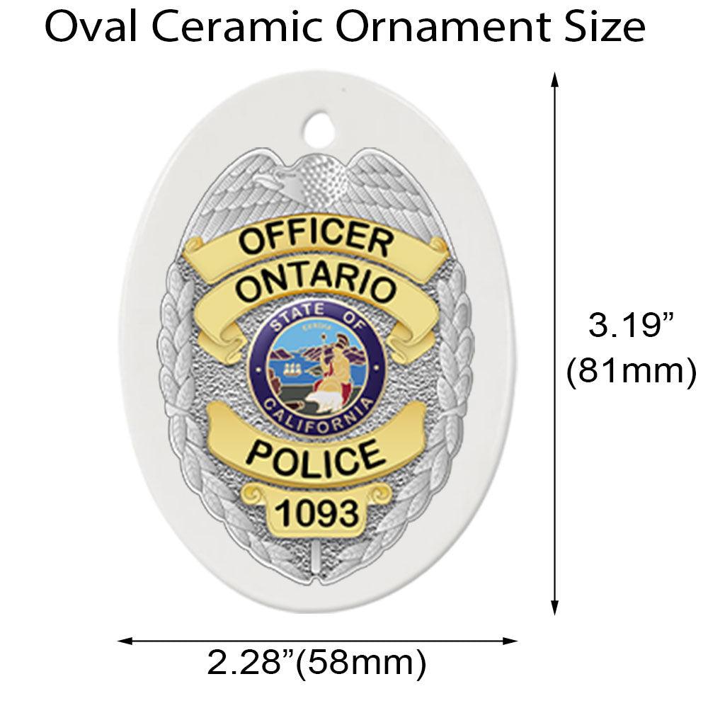 Police Badge Personalized Oval Ornament - Milaste