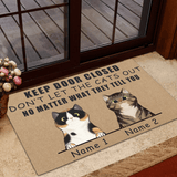 Cat Lovers Keep Door Open Customizable Rubber Base Doormat - Milaste