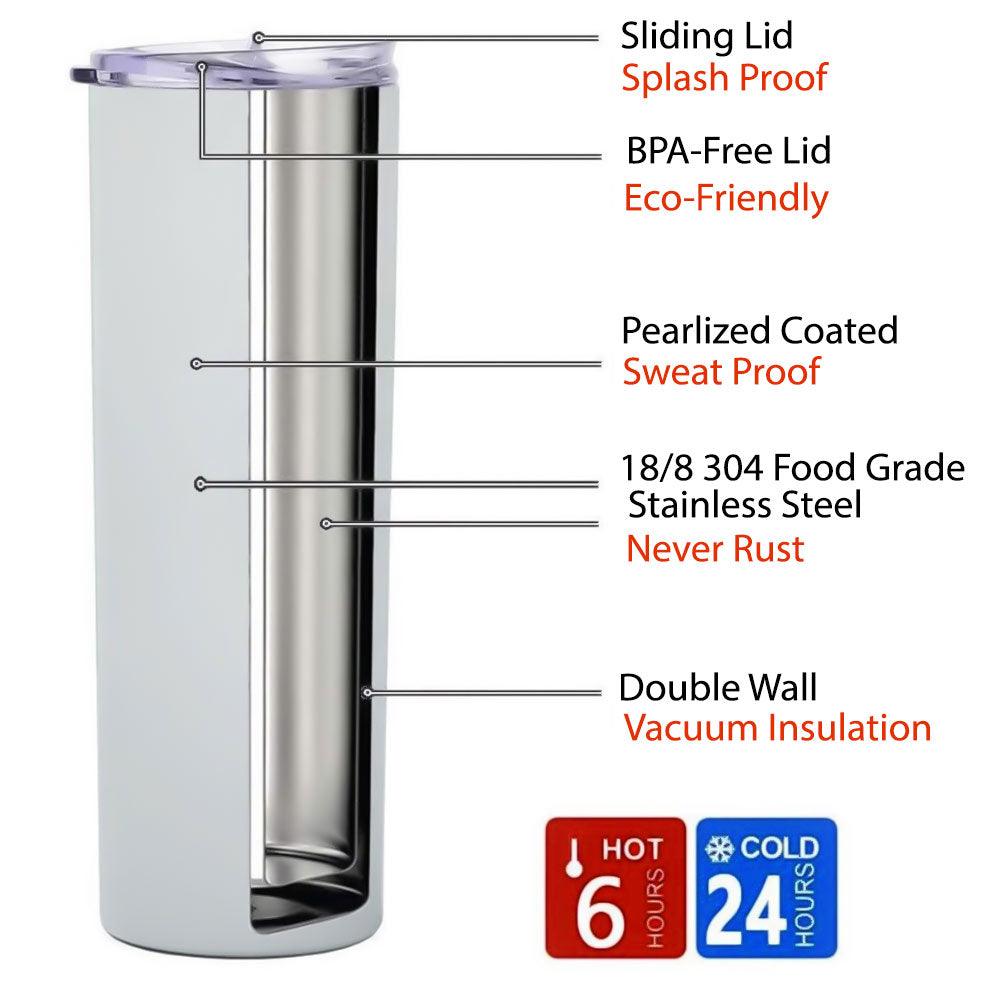 20 Oz. Custom Printed Skinny Stainless Steel Tumblers