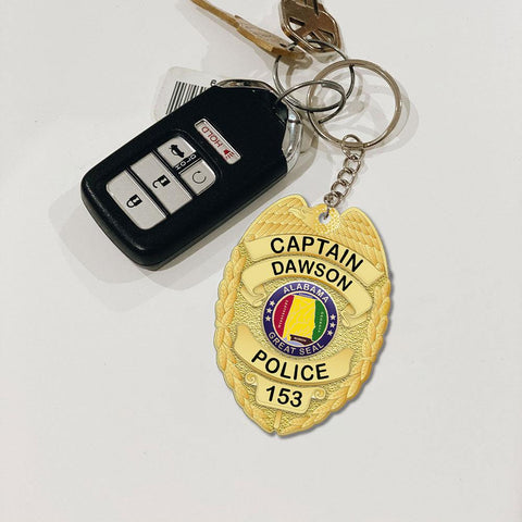 Police Badge Personalized Keychain – Milaste