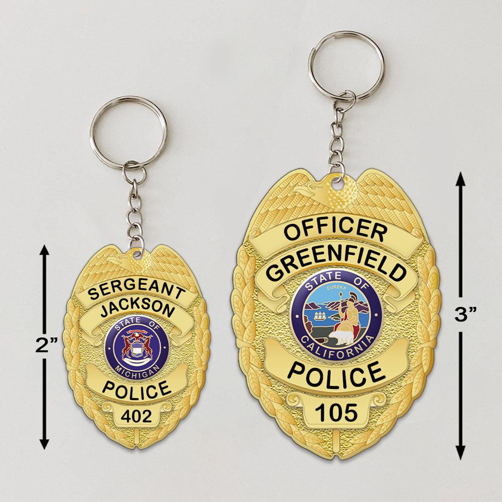 Police Badge Personalized Keychain