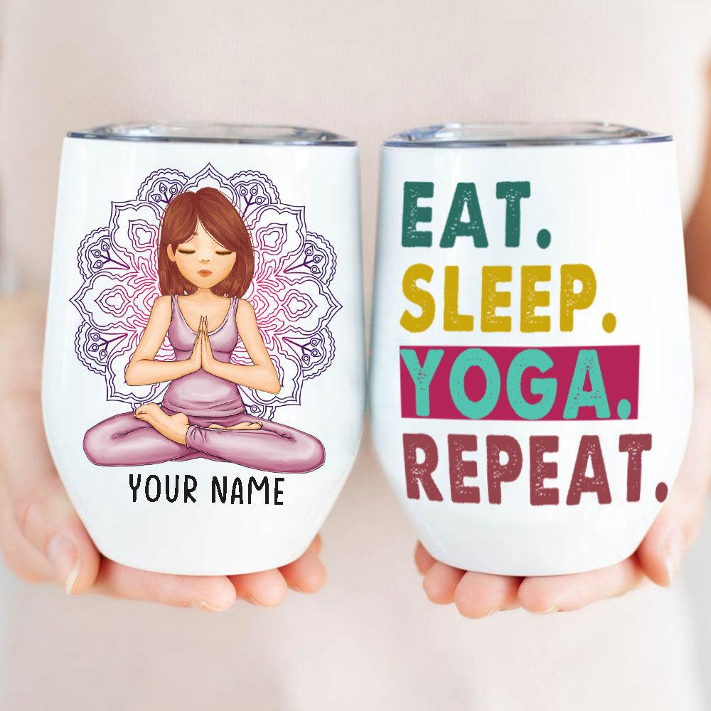 Yoga Girl Personalized Stemless Wine Tumbler - Milaste