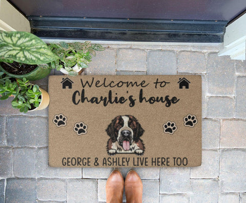 Welcome To The Dog's House Customizable Rubber Base Doormat - Milaste