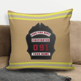 Firefighter Helmet Shield Customizable Throw Pillow - Milaste