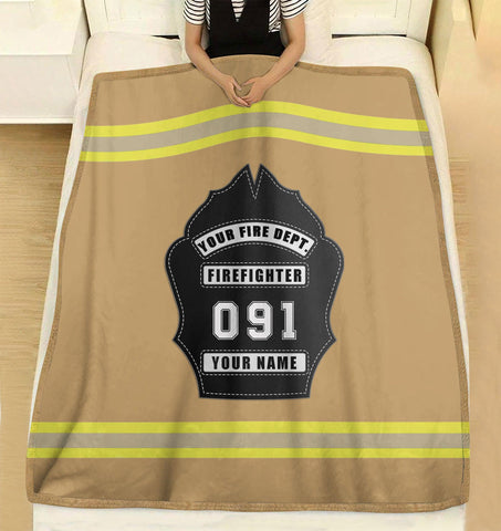 Firefighter Helmet Shield Customizable Fleece Blanket - Milaste